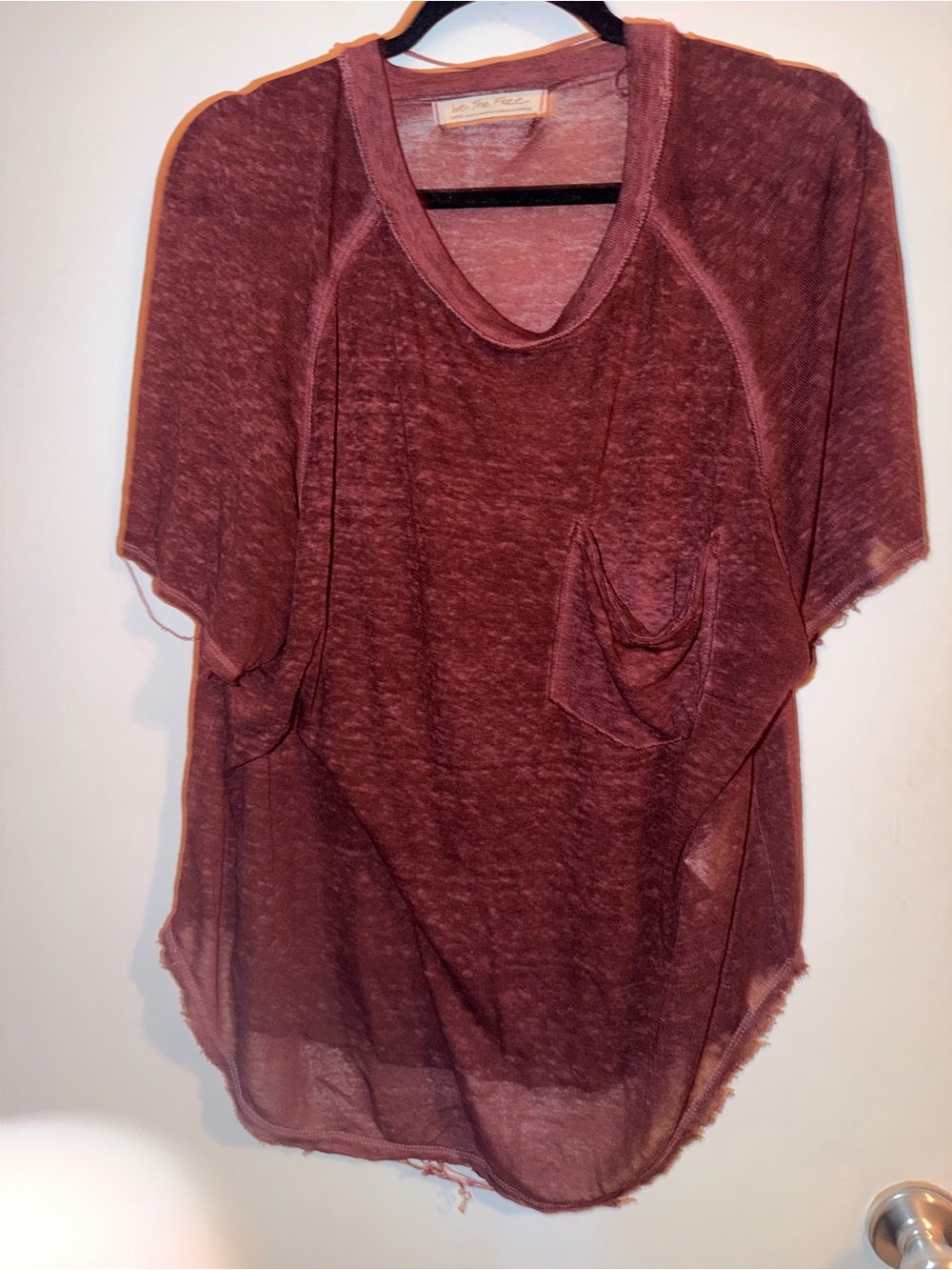 Free People Washed Wine Pocket Tee